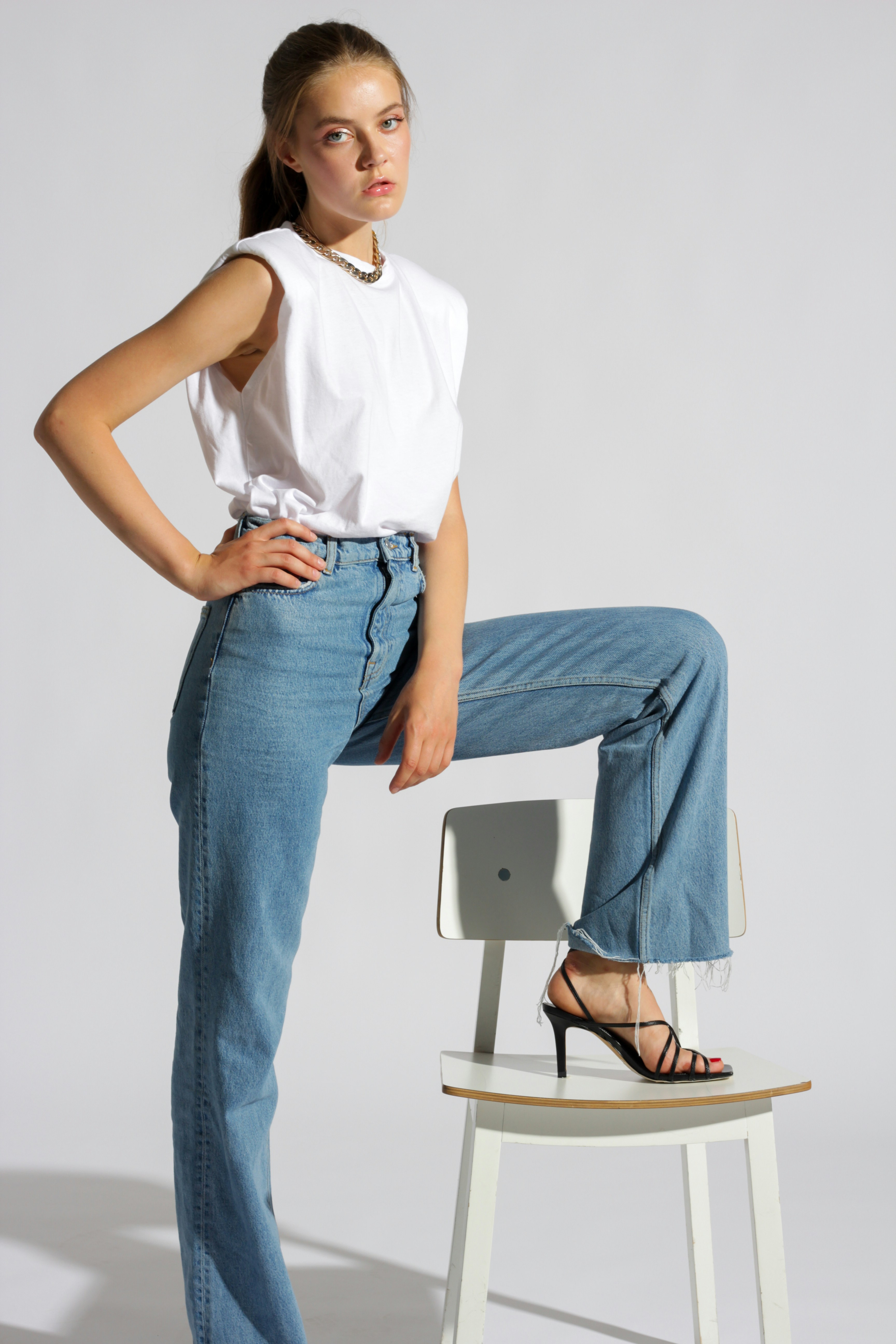 Blue jeans on display