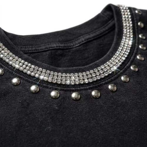Custom Vintage T-Shirt 100% Cotton Rhinestone Rivet DTG Screen