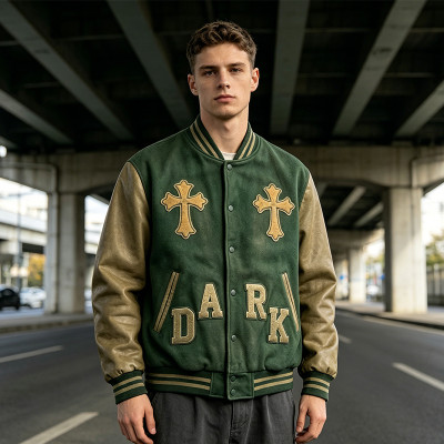 Custom Vintage Varsity Jacket PU Leather Patch