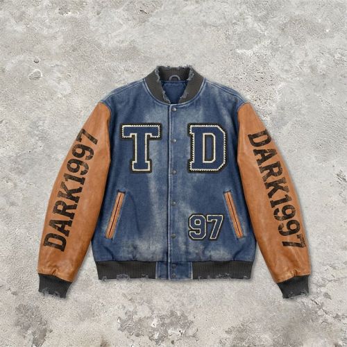Custom Vintage Baseball Jacket 64C 21P 14PU 1SP Screen Print Multi-Craft
