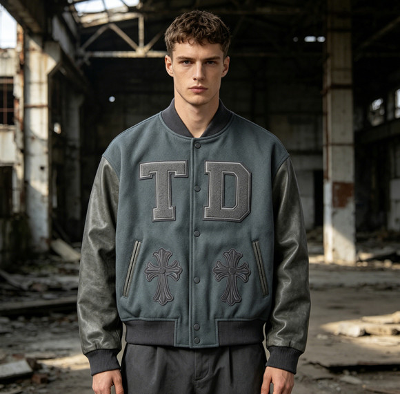 Custom Baseball Jacket 70P 30PU Patch Spliced