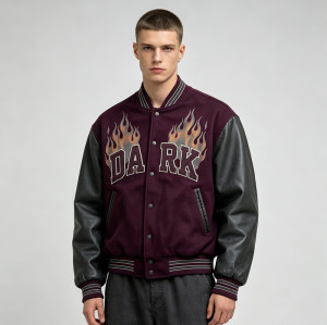 Custom Baseball Jacket 70P 30PU Screen Patch Spliced