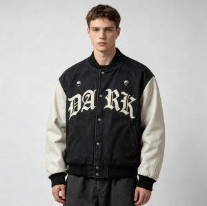 Custom Baseball Jacket 64C 22P 14PU Rivet Spliced