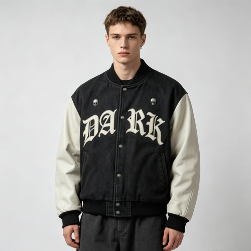 Custom Baseball Jacket 64C 22P 14PU Rivet Spliced
