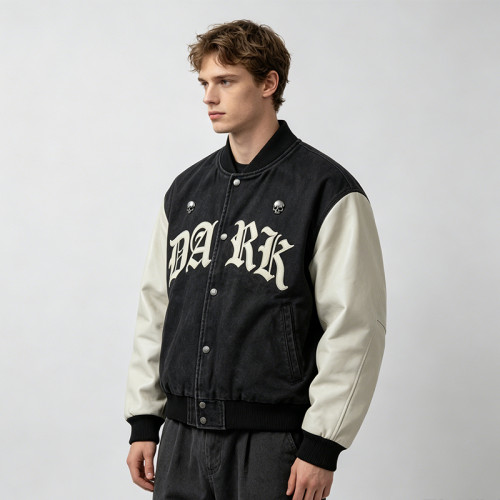 Custom Baseball Jacket 64C 22P 14PU Rivet Spliced