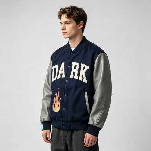 Custom Baseball Jacket 70P 30PU Patch Spliced