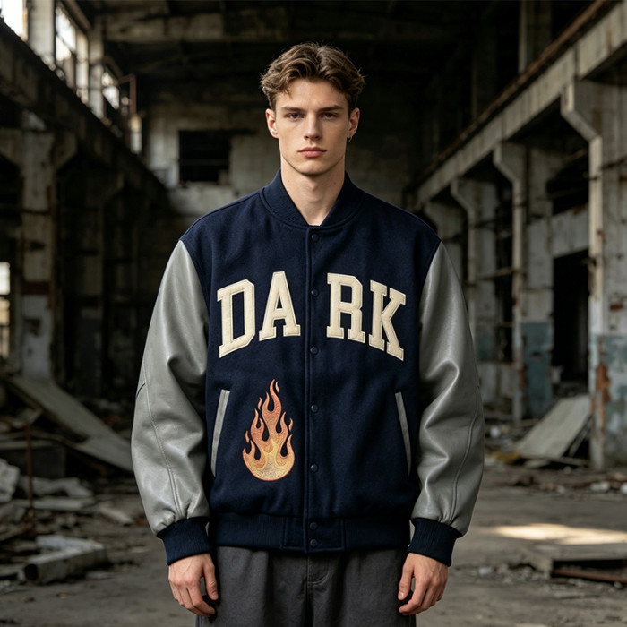 Custom Baseball Jacket 70P 30PU Patch Spliced