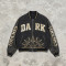 Washed Applique Screen Print Patchwork Varsity Jacket | PU Sleeve Color Block Crackle Gold Letter | OEM Streetwear