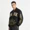 Washed Applique Screen Print Patchwork Varsity Jacket | PU Sleeve Color Block Crackle Gold Letter | OEM Streetwear
