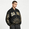 Washed Applique Screen Print Patchwork Varsity Jacket | PU Sleeve Color Block Crackle Gold Letter | OEM Streetwear