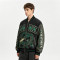 Washed Applique Patchwork Dragon Screen Print Varsity Jacket | Cotton Blend Zip Baseball Jacket | Custom Streetwear