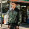 Washed Applique Patchwork Dragon Screen Print Varsity Jacket | Cotton Blend Zip Baseball Jacket | Custom Streetwear