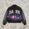 Washed Towel Embroidery Applique DTG Print Patchwork Galaxy Varsity Jacket | Cotton Blend Zip Baseball Jacket | Clothing Manufacturer