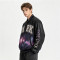 Washed Towel Embroidery Applique DTG Print Patchwork Galaxy Varsity Jacket | Cotton Blend Zip Baseball Jacket | Clothing Manufacturer