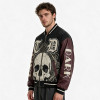 Applique Washed Patchwork Towel Embroidery Varsity Jacket | Screen Print Gothic Vintage Streetwear | OEM Streetwear