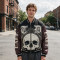 Applique Washed Patchwork Towel Embroidery Varsity Jacket | Screen Print Gothic Vintage Streetwear | OEM Streetwear