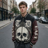 Applique Washed Patchwork Towel Embroidery Varsity Jacket | Screen Print Gothic Vintage Streetwear | OEM Streetwear