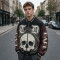 Applique Washed Patchwork Towel Embroidery Varsity Jacket | Screen Print Gothic Vintage Streetwear | OEM Streetwear
