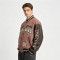Washed Towel Embroidery Applique Screen Print Patchwork Varsity Jacket | PU Sleeve Distressed Letter Star Rib Trim | OEM Streetwear