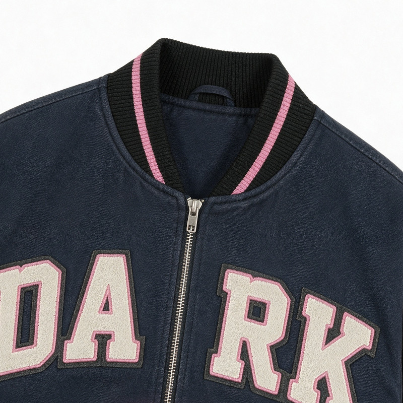DTG Screen Print Washed towel embroidery Applique Patchwork Varsity Jacket