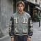 Washed Patchwork towel embroidery applique Varsity Jacket | Screen print TD Moon Letter Vintage Baseball Jacket | Clothing Manufacturer