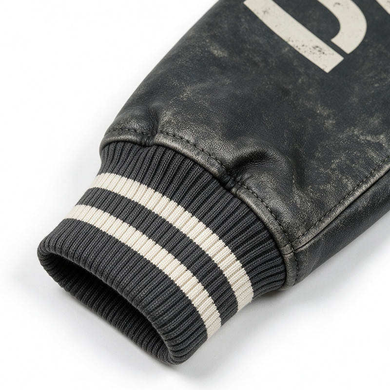 Washed Patchwork towel embroidery applique Varsity Jacket