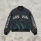 DTG Screen Print Applique Vintage Washed Octopus Varsity Jacket | PU Sleeve Patchwork Streetwear Jacket | OEM Streetwear