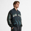 DTG Screen Print Applique Vintage Washed Octopus Varsity Jacket | PU Sleeve Patchwork Streetwear Jacket | OEM Streetwear