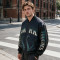 DTG Screen Print Applique Vintage Washed Octopus Varsity Jacket | PU Sleeve Patchwork Streetwear Jacket | OEM Streetwear