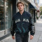 DTG Screen Print Applique Vintage Washed Octopus Varsity Jacket | PU Sleeve Patchwork Streetwear Jacket | OEM Streetwear