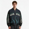 DTG Screen Print Applique Vintage Washed Octopus Varsity Jacket | PU Sleeve Patchwork Streetwear Jacket | OEM Streetwear