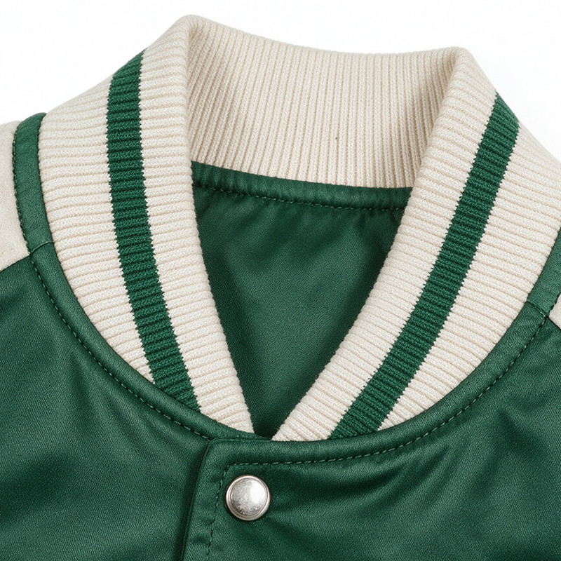 Patchwork Towel Embroidery Applique Screen Print Varsity Jacket