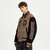 Patchwork Towel Embroidery Applique Jacket | Vintage Plaid Leather Collar Varsity Jacket | OEM Streetwear