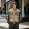 Towel Embroidery Applique Screen Print Washed Jacket | Vintage Khaki Varsity Jacket | Streetwear Manufacturer