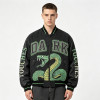 Distressed Washed Patchwork Screen Print Applique Jacket | Vintage Snake Varsity Jacket | Clothing Manufacturer