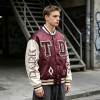 Towel Embroidery Applique Embroidery Screen Print Jacket | Burgundy Satin Vintage Varsity Jacket | OEM Streetwear
