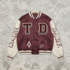 Towel Embroidery Applique Embroidery Screen Print Jacket | Burgundy Satin Vintage Varsity Jacket | OEM Streetwear
