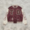 Towel Embroidery Applique Embroidery Screen Print Jacket | Burgundy Satin Vintage Varsity Jacket | OEM Streetwear