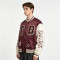 Towel Embroidery Applique Embroidery Screen Print Jacket | Burgundy Satin Vintage Varsity Jacket | OEM Streetwear