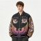 Distressed Washed Patchwork Applique Screen Print Jacket | Vintage Eagle Varsity Jacket | Custom Streetwear