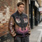 Distressed Washed Patchwork Applique Screen Print Jacket | Vintage Eagle Varsity Jacket | Custom Streetwear
