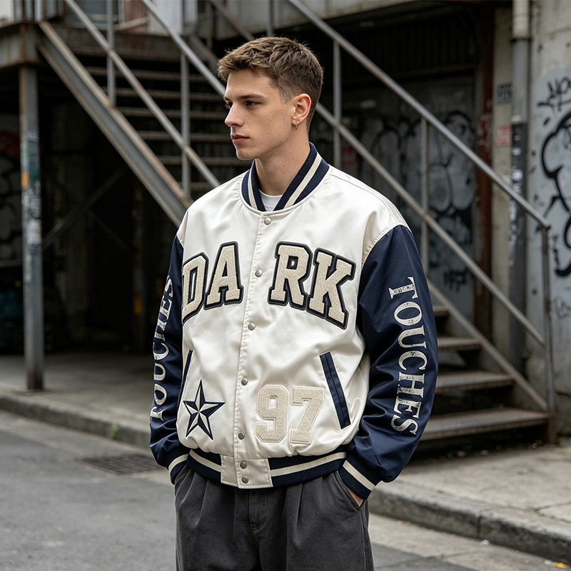 Screen Print Patchwork Towel Embroidery Applique Jacket