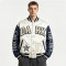Screen Print Patchwork Towel Embroidery Applique Jacket | Vintage Star Letter Varsity Jacket | Custom Streetwear