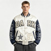 Screen Print Patchwork Towel Embroidery Applique Jacket | Vintage Star Letter Varsity Jacket | Custom Streetwear