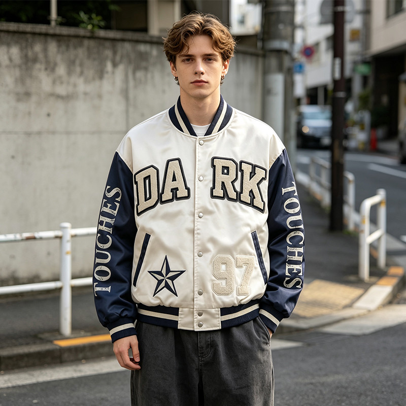 Screen Print Patchwork Towel Embroidery Applique Jacket