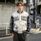 Screen Print Patchwork Towel Embroidery Applique Jacket | Vintage Star Letter Varsity Jacket | Custom Streetwear
