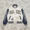 Screen Print Patchwork Towel Embroidery Applique Jacket | Vintage Star Letter Varsity Jacket | Custom Streetwear