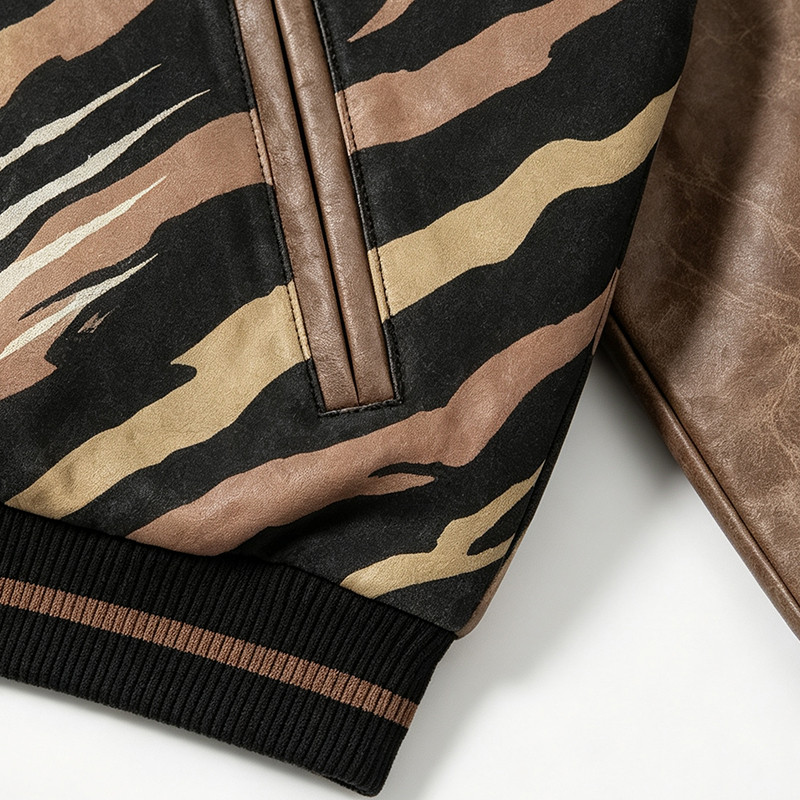 Washed Patchwork Towel Embroidery Applique Screen Print Jacket