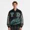 Applique DTG Screen Print Washed Vintage Jacket | Color Block Splicing Street Coat | Custom Streetwear