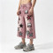 Washed Distressed Abrade Applique Capri Pants | Spray Dye Screen Print Rivet Decor | OEM Streetwear